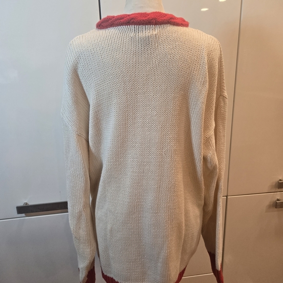 VTG Holiday Festive Ugly Christmas Angel Oversized Sweater Braided Medium - Picture 6 of 14